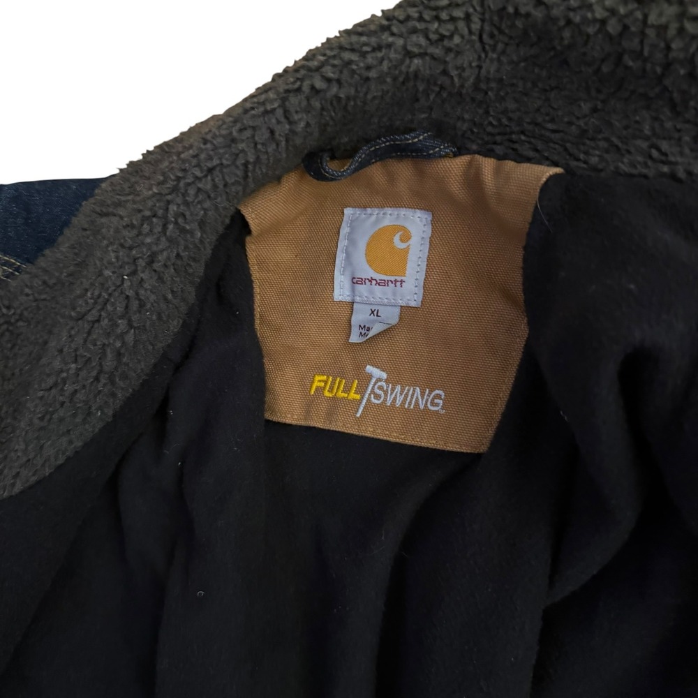 Carhartt Full Swing Chore Coat Denim Sherpa Fleece Lined Jacket XL Blue Great - Picture 12 of 14